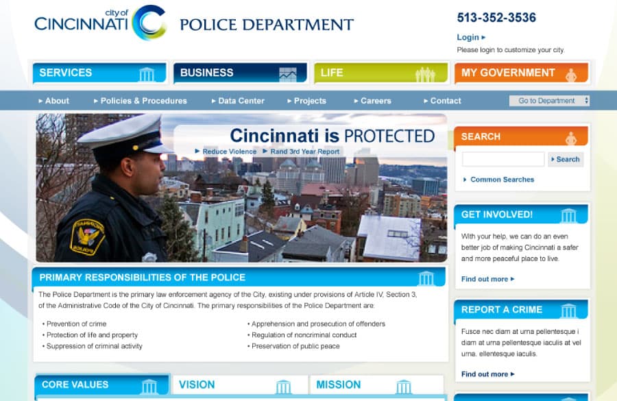 Cincinnati.oh.gov overview landing page